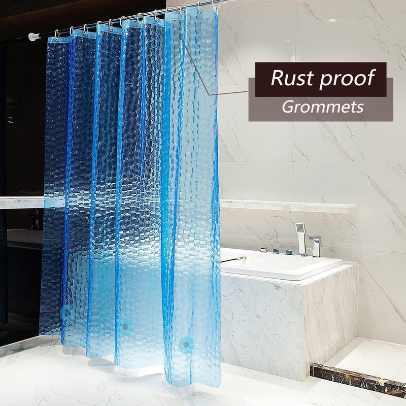 TIKABC Shower Curtain Liner, 4G EVA Blue Water Cube Shower Liner, Plastic Waterproof Shower Curtains, 72x72 inch with Grommet Holes 3 Magnetic Weights - Image 5
